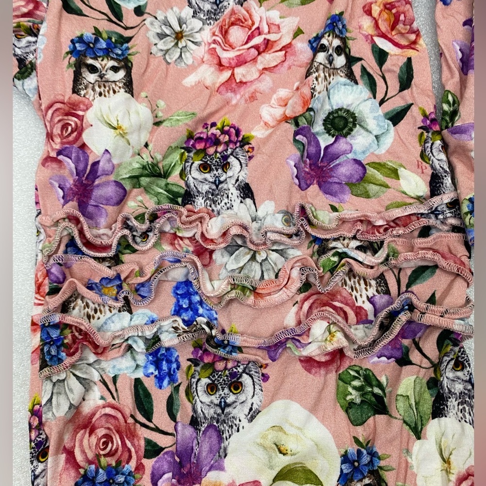 Posh Peanut Owl Halloween Floral Boho Stretch Bamboo Long Sleeve Footie 18-24 mo - Picture 5 of 9